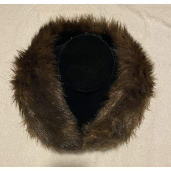 Vtg Detachable Faux Fur Collar Brown Fur Neck Warmer Scarf Wrap Hood Trim 24.5" - Picture 1 of 8